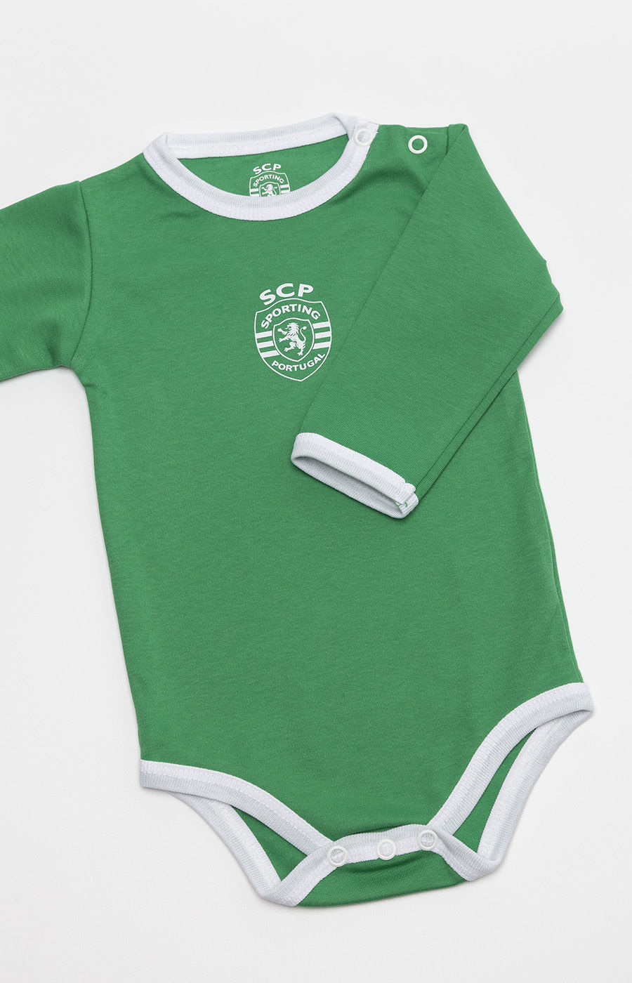 Body basique à manches longues vert avec logo 2223B-MP16657PT 0-3 mois