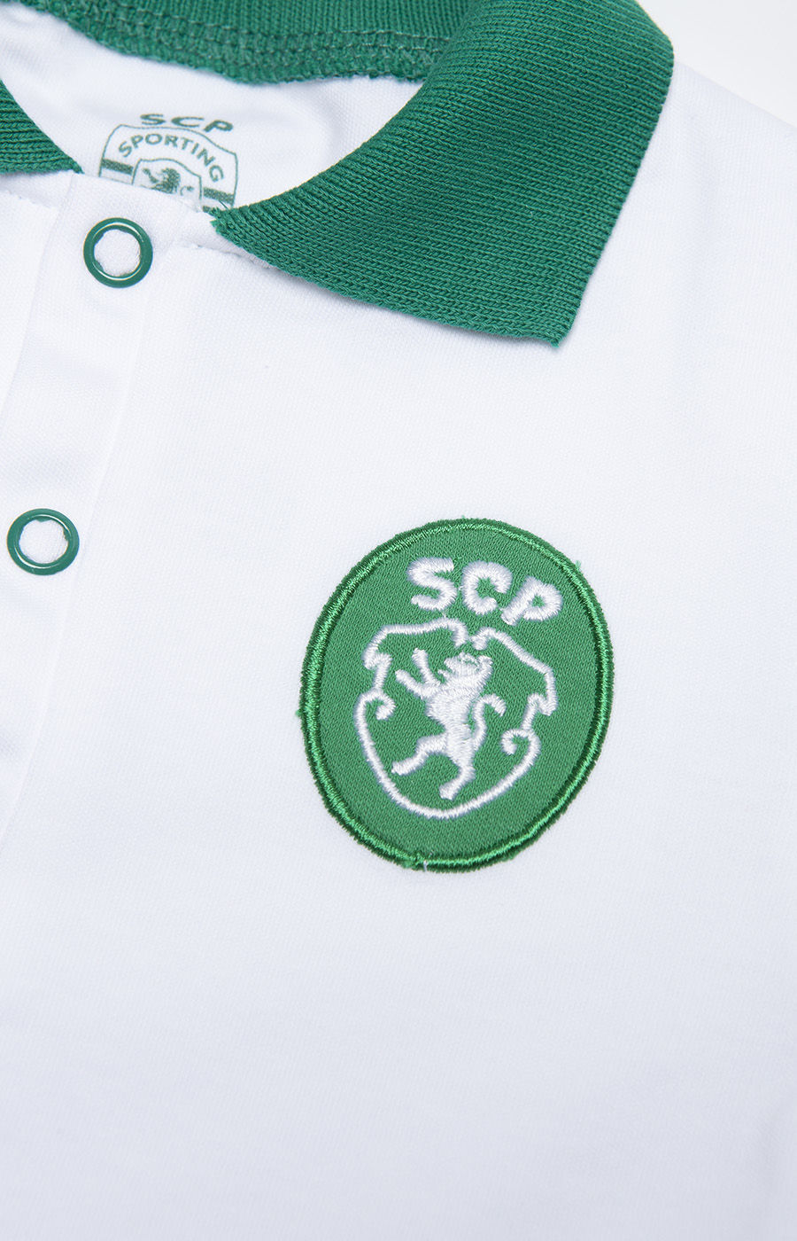 White Babygrow with Retro Logo - Detail