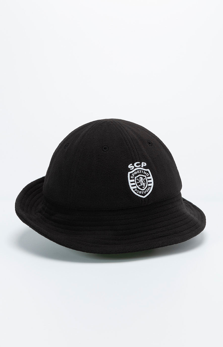 Black Bucket Hat with White Sporting CP Logo - Side View