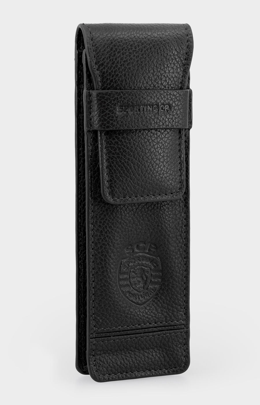 CONJUNTO PORTA-CANETAS EM PELE E CANETA PRETO 2324L-18777-312201