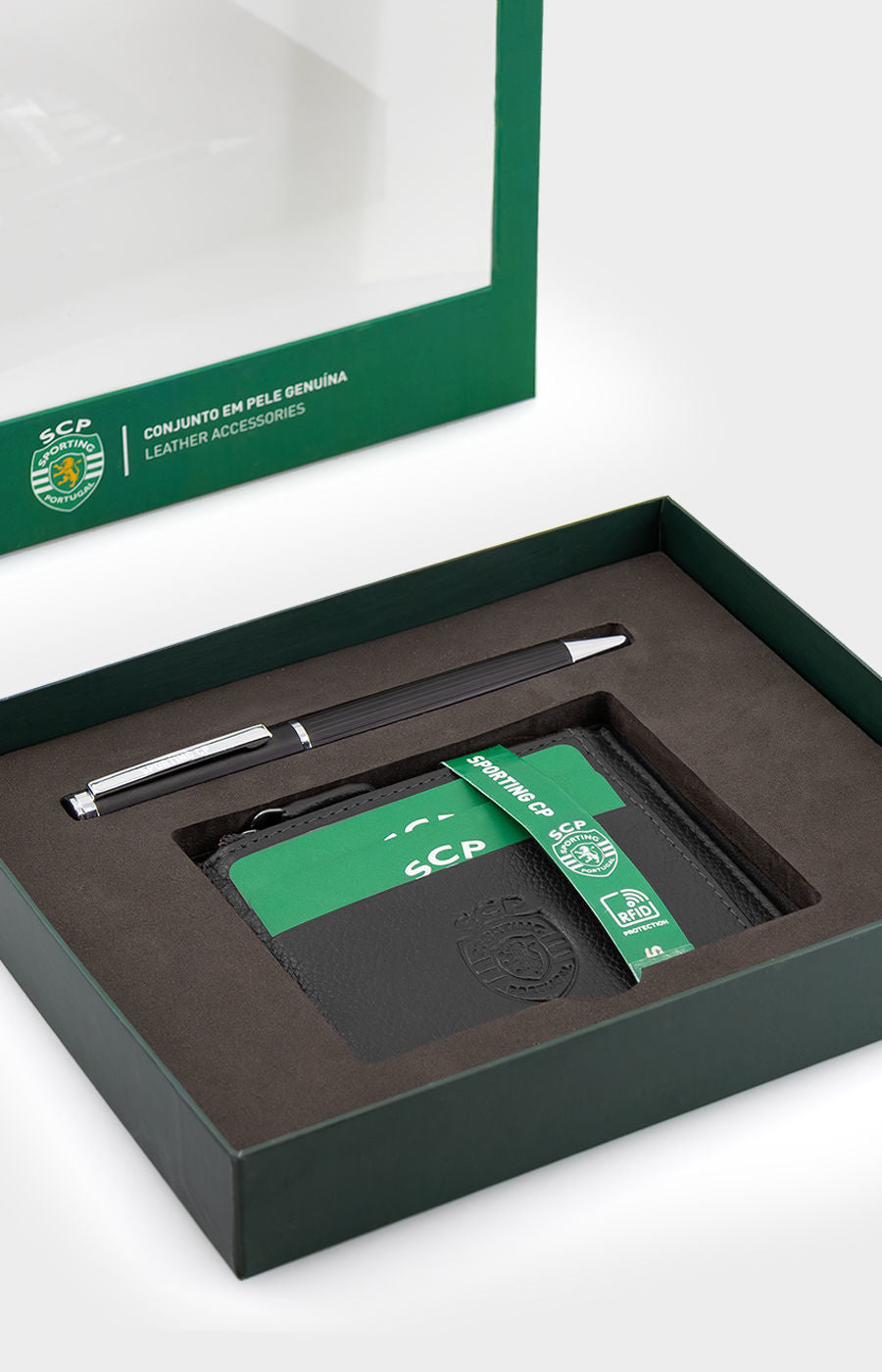 ENSEMBLE PORTE-CARTES EN CUIR ET STYLO NOIR 2324L-18777-318301