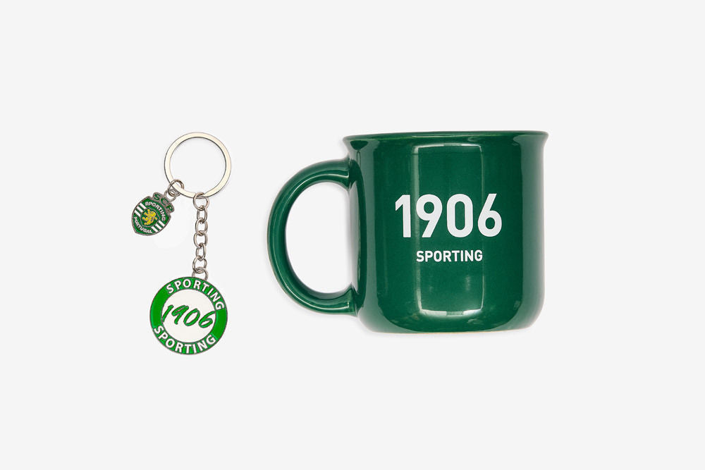 CONJUNTO CANECA VERDE E PORTA-CHAVES LOGO 1906 2425-L13084PT-SM013