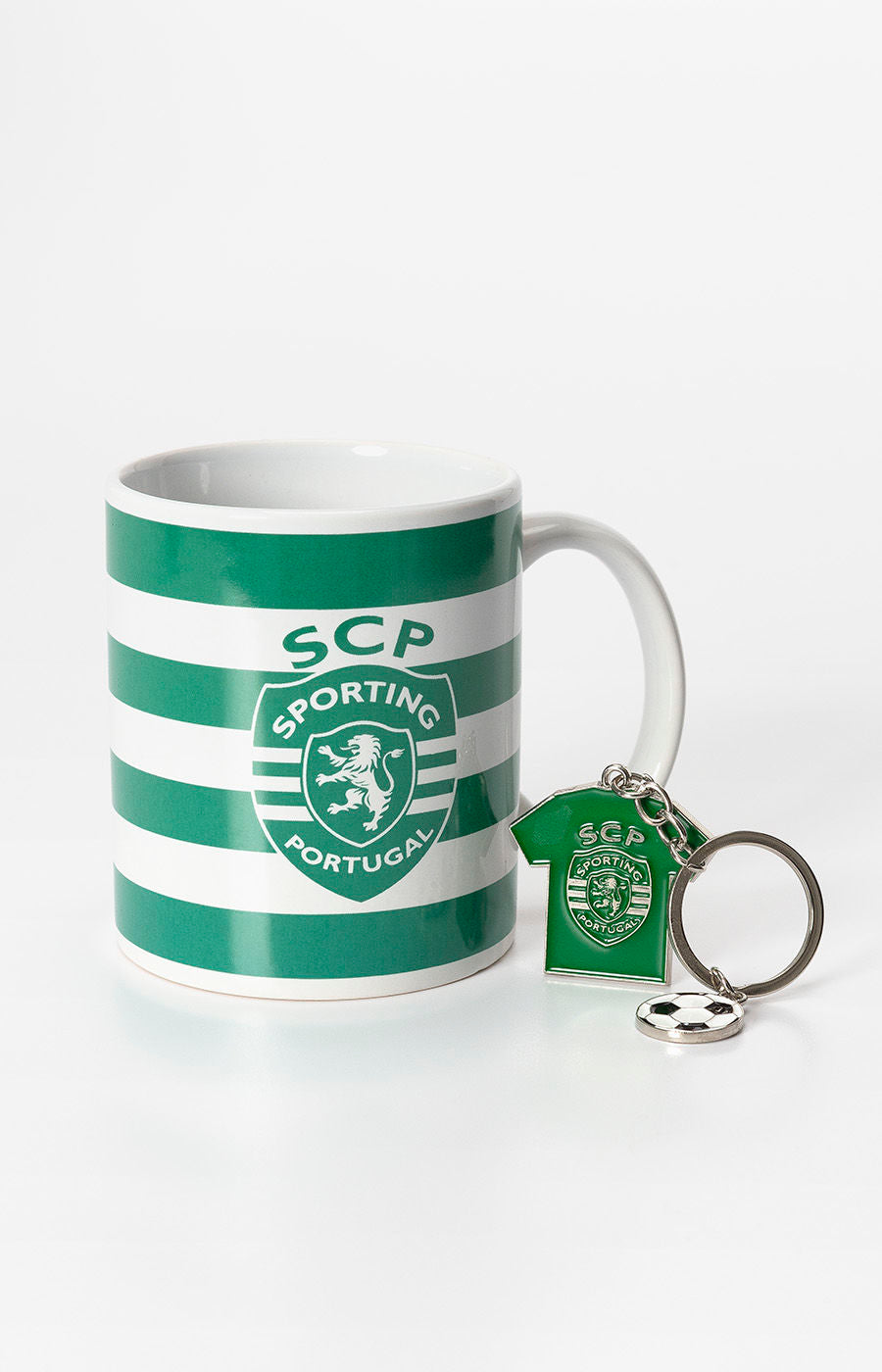 CONJUNTO CANECA LISTADA E PORTA-CHAVES LOGO E BOLA 2425-L13084PT-SM014