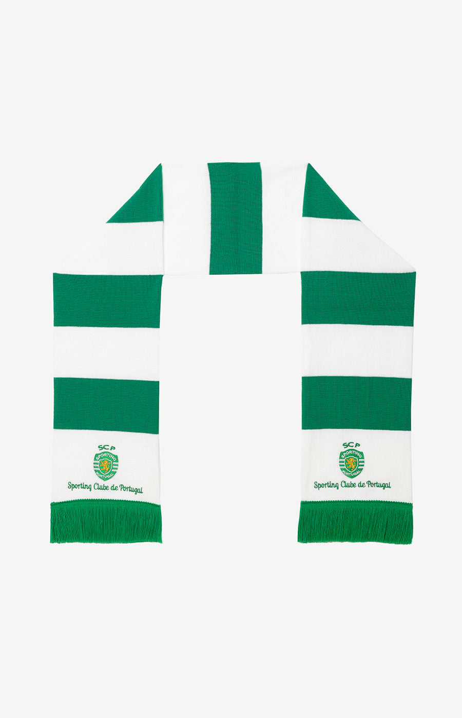 CACHECOL TRICOTADO BARRAS VERDE E BRANCO C/BADGE 2425-12856PT