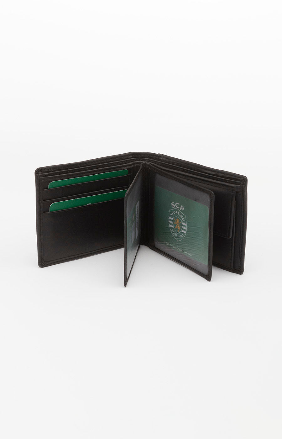 Carteira Preta Linha Verde Abas