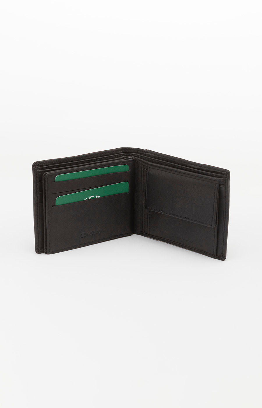 Carteira Preta Linha Verde Abas