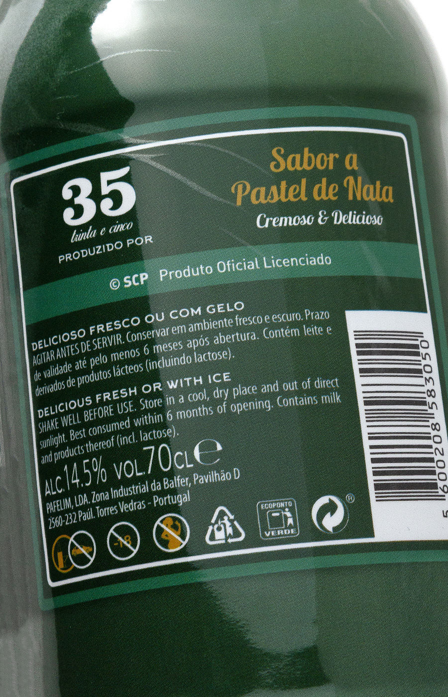 Sporting Pastel de Nata Liqueur - Side Label