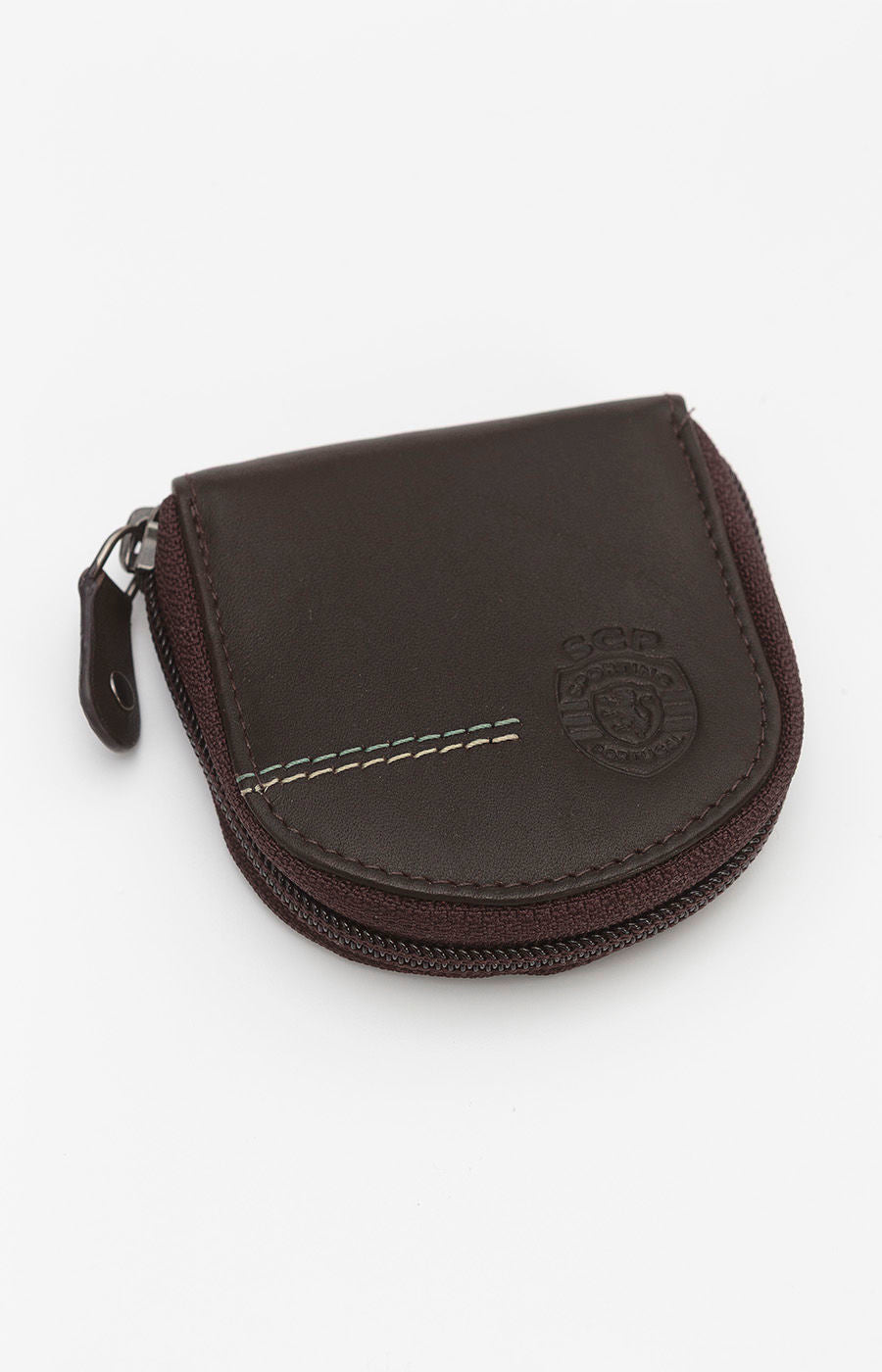 Porta-Moedas Castanho Linha Verde