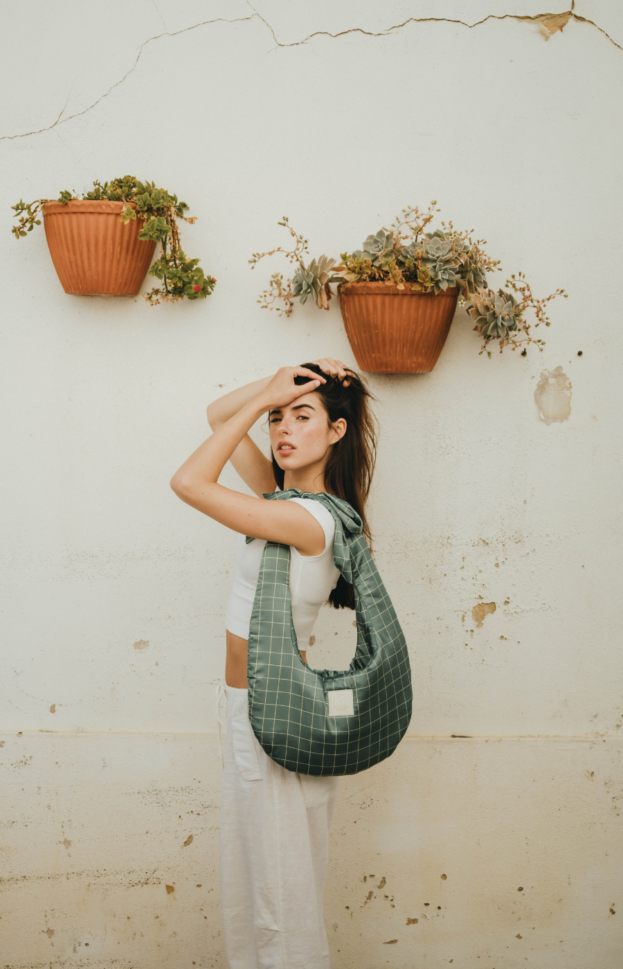 Cartera Esticca Cuadrados Verde