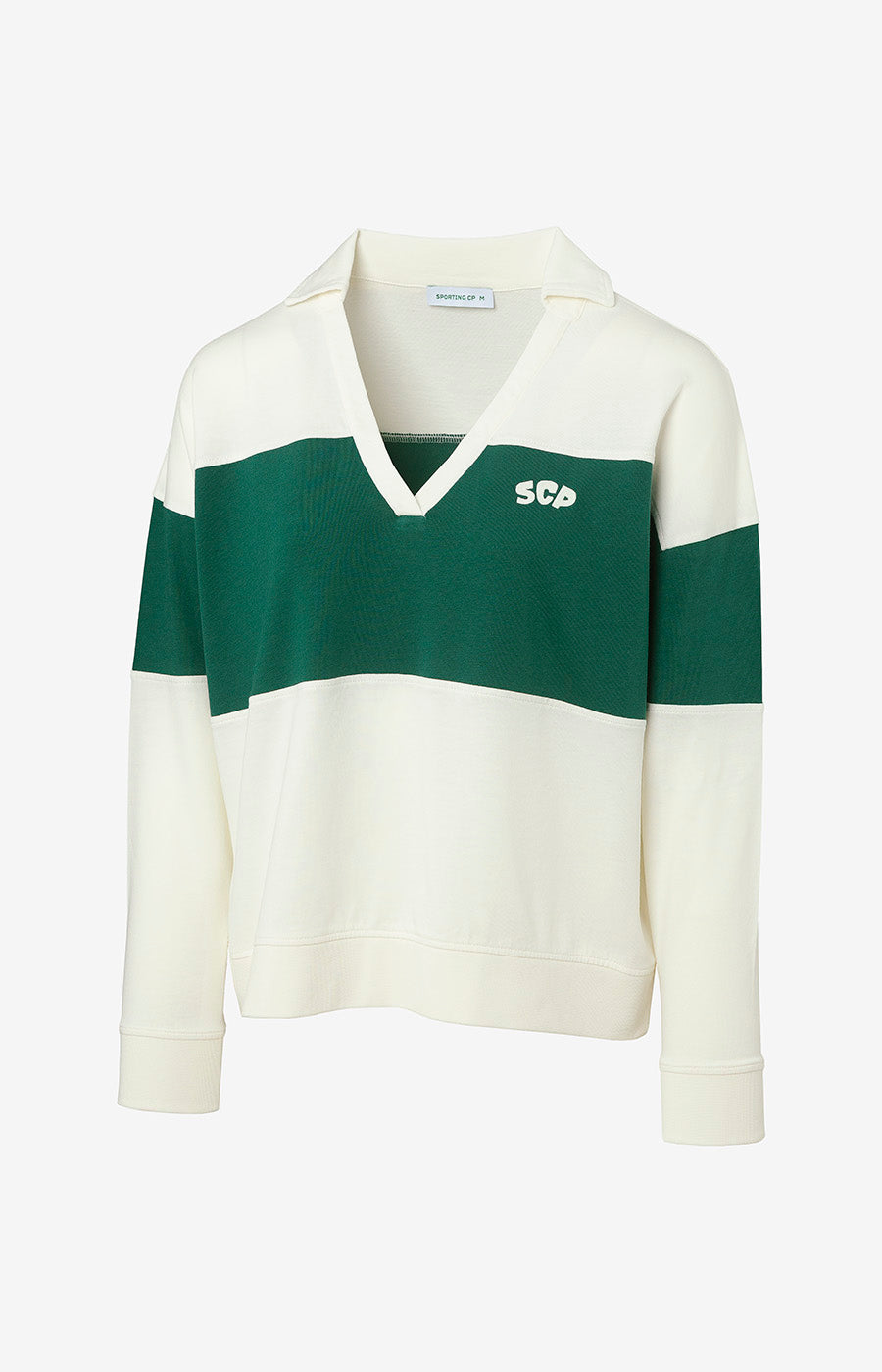 Polo Verde e Branco Mulher SCP frente