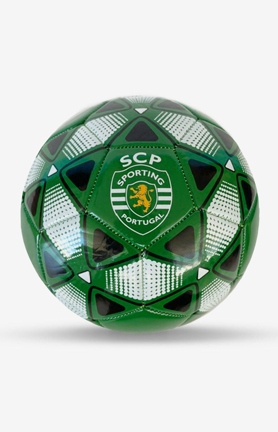 Bola Faith do Sporting CP em tamanho 5, com design verde, branco e preto e emblema do clube em destaque.