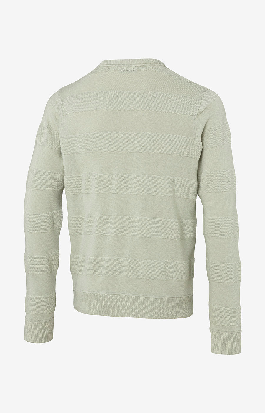 Camisola Textura Kakhi Leão do Sporting vista de costas, em malha kaki com riscas em relevo.