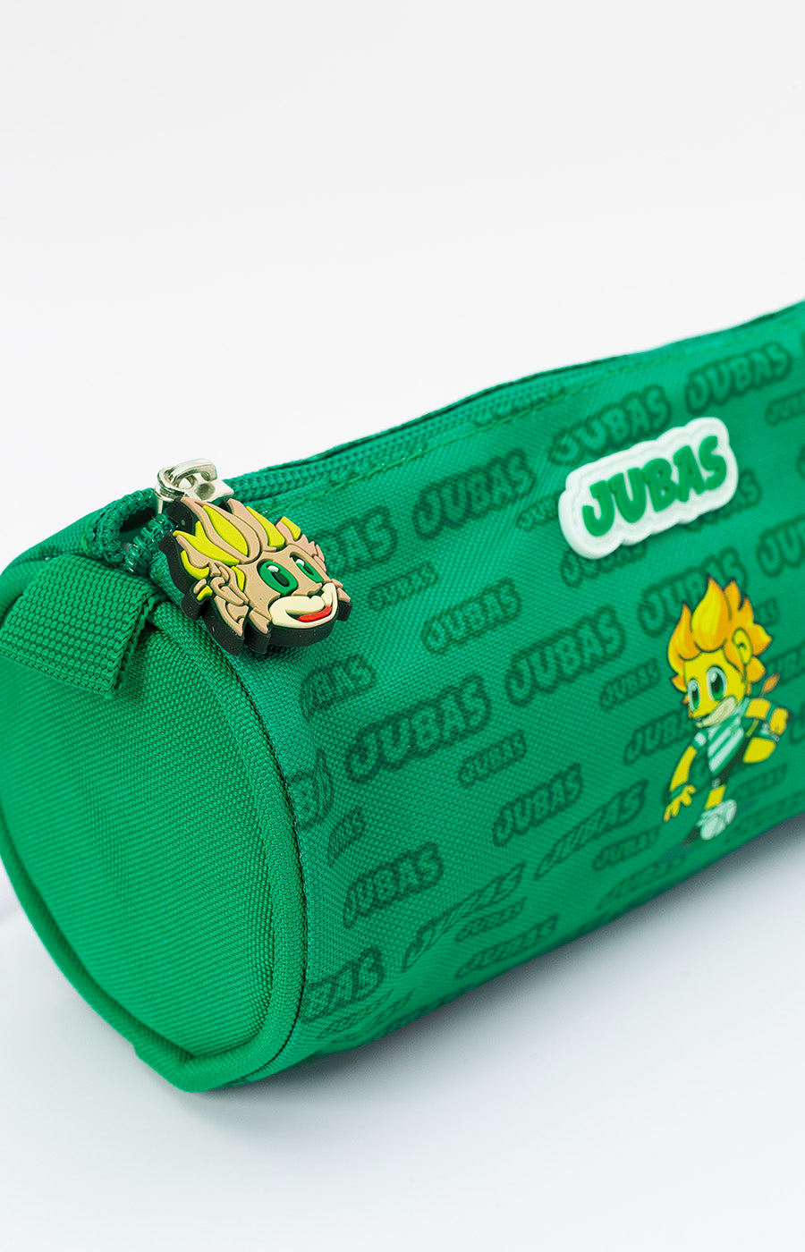 Estojo Escolar Jubas do Sporting visto de lado, com fecho de correr ao comprimento.