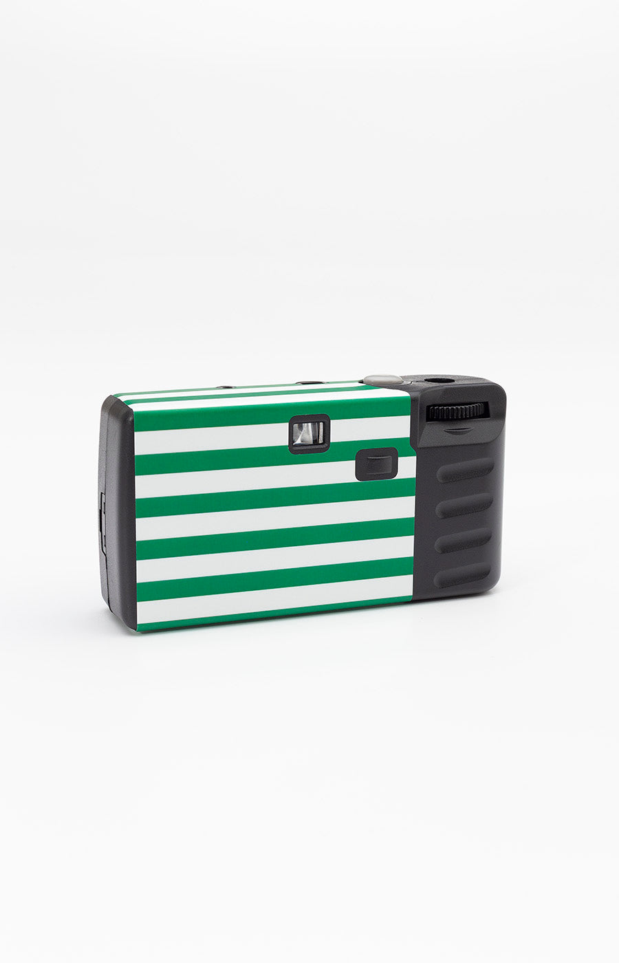 Máquina Analógica Descartável Listada do Sporting vista de trás, com visor e comandos.