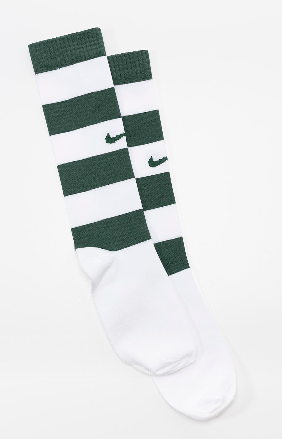 Meias às riscas verdes e brancas do Minikit Principal 26/27 Criança do Sporting.