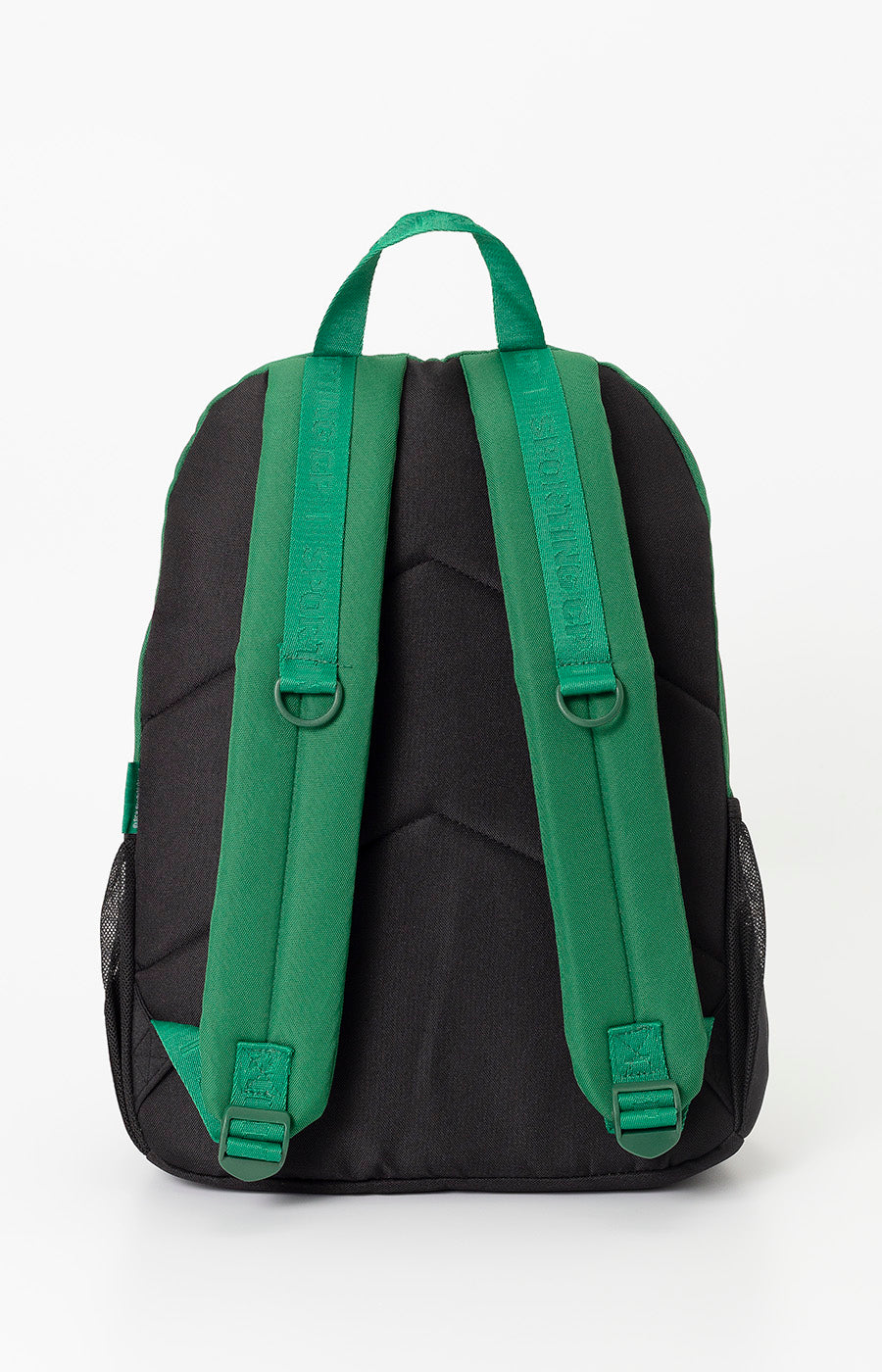 Mochila Escolar do Sporting vista de trás, com alças acolchoadas e costas em preto.