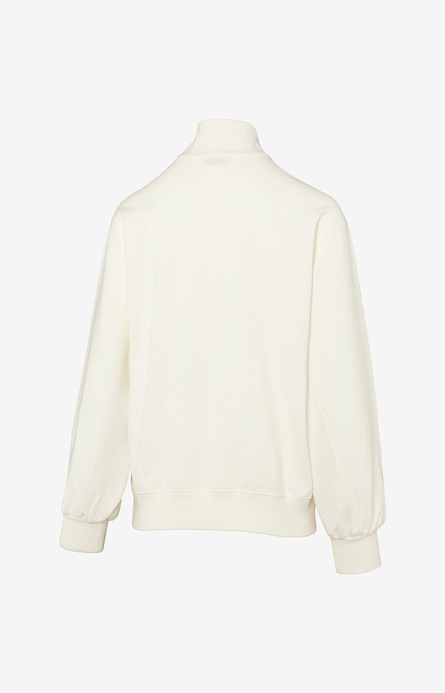 Sweat-shirt blanc à fermeture éclair pour femme de la marque Sporting, vu de dos, uni, à col montant.